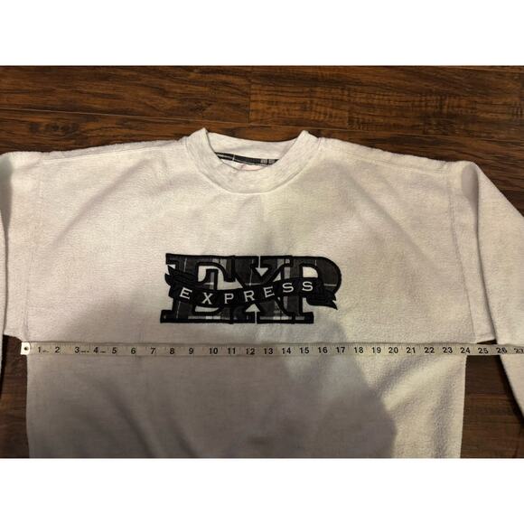 VTG Express Athletique Sweatshirt 90s Crewneck White Black Woman Sz:Medium - Picture 5 of 5